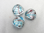 Silver "Saddle" Beads, Aqua & Amethyst Swirls, 20mm